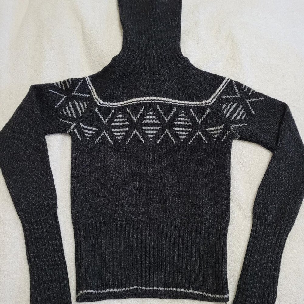 Icebreaker Merino Charcoal Fair Isle Turtleneck - Fitted & Very Soft